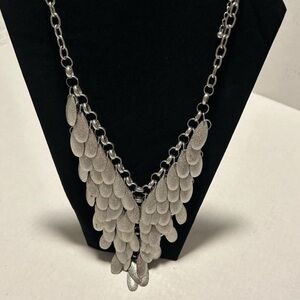 Silver Aluminum Scale Chainmail Statement Necklace Goddess Warrior